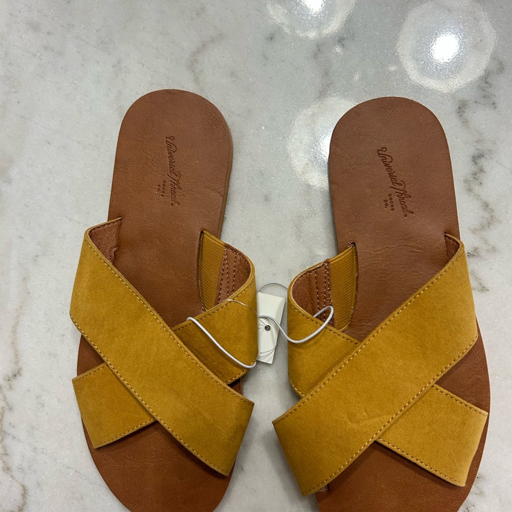 Universal Thread Mustard Yellow Cross Strap Sanda… - image 2